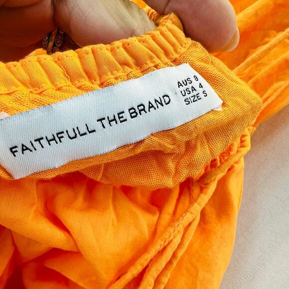 FAITHFULL the Brand Wilonna Midi Tiered Midi Dress in Orange Mago size Small - Picture 10 of 10